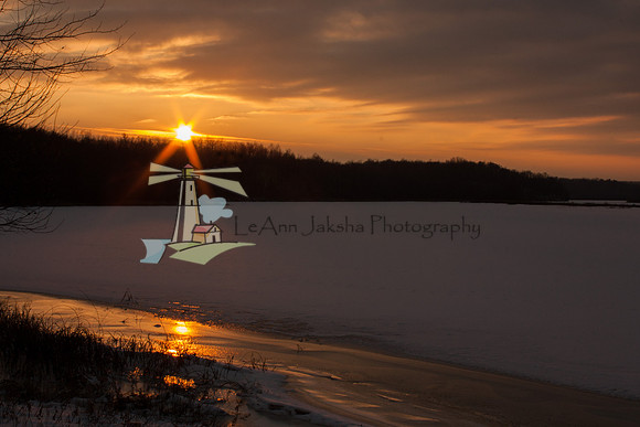 Frozen River Sunset